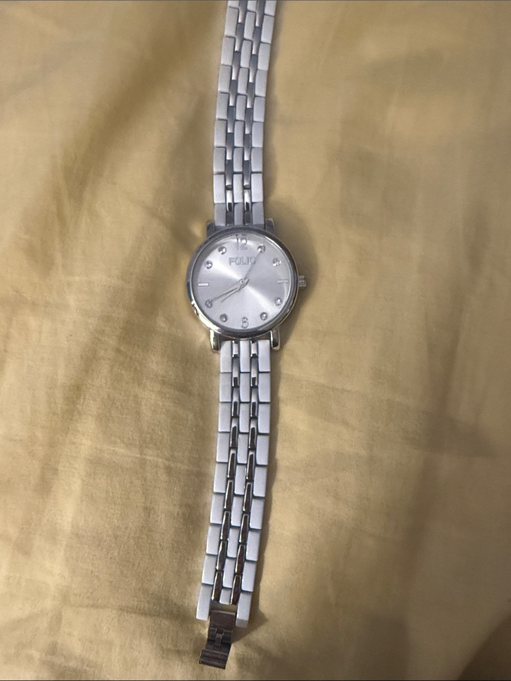 Silver Link Bracelet Watch with Crystal Markers